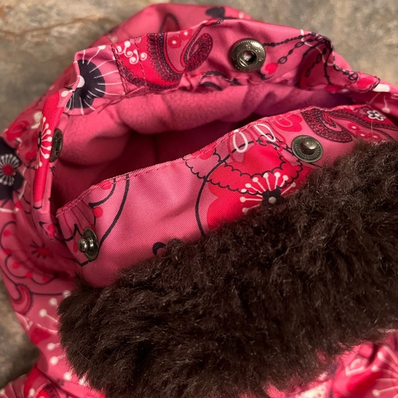 ☃️💖 MEXX Pink Paisley Snow suit Baby 9-12 months VGUC - Picture 6 of 11